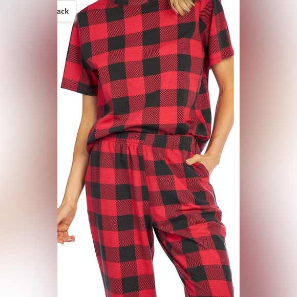 Mud Pie Potter Women’s Short Sleeve Matching Pajama PJ’s Set Buffalo Plaid XL - Picture 5 of 11